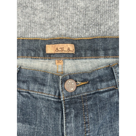 See Thru Soul Jeans Women's 30 Blue Denim Jeans I Am Frankie Boot Cut Low 30x32 - Picture 5 of 16